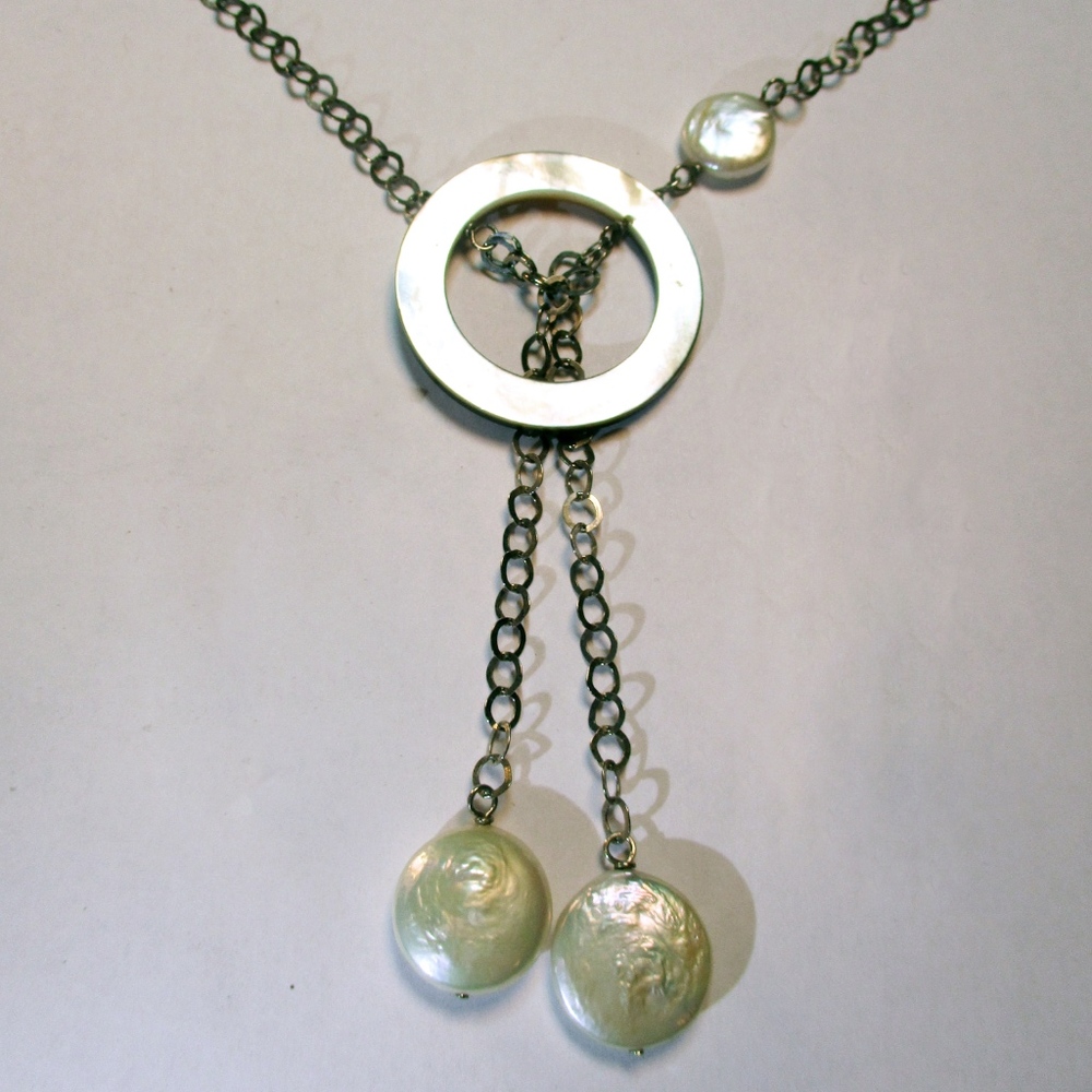 Cool Vintage Freshwater Pearl*, MOP Shell, 925